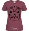 Women's T-shirt I am a cool cat burgundy фото