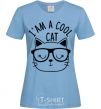 Women's T-shirt I am a cool cat sky-blue фото