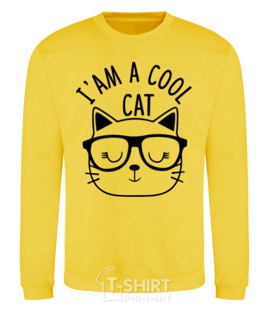 Sweatshirt I am a cool cat yellow фото