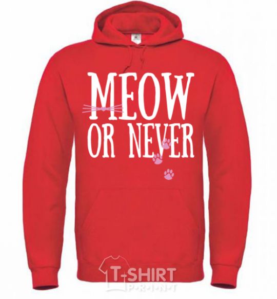 Men`s hoodie Meow or never bright-red фото