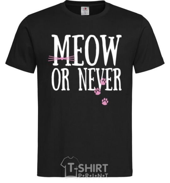 Мужская футболка Meow or never Черный фото