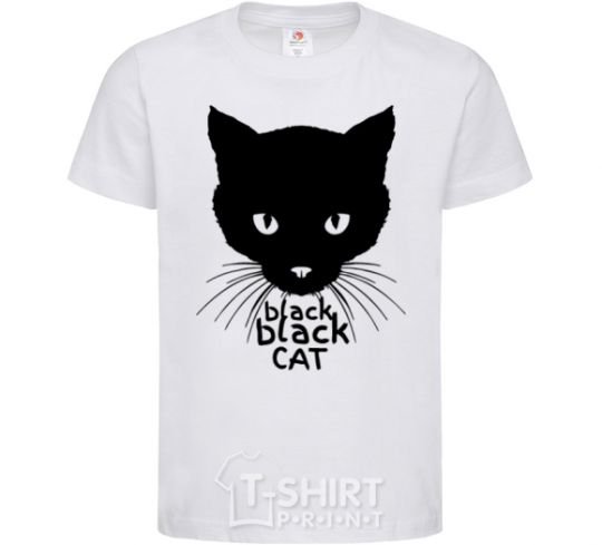 Kids T-shirt Black black cat White фото