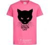 Kids T-shirt Black black cat heliconia фото