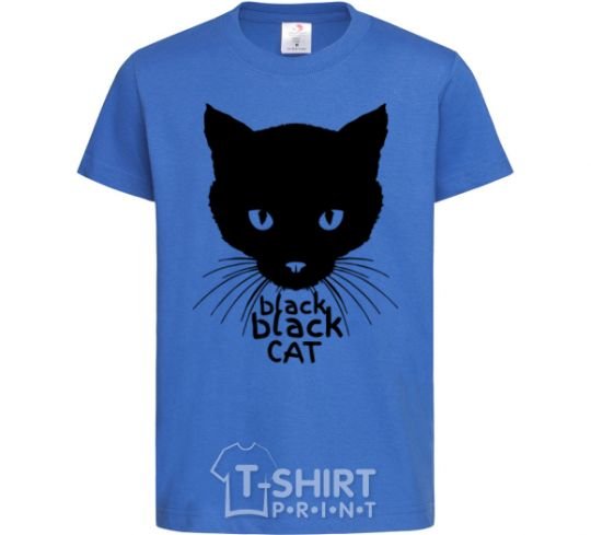 Kids T-shirt Black black cat royal-blue фото