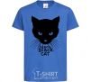 Kids T-shirt Black black cat royal-blue фото