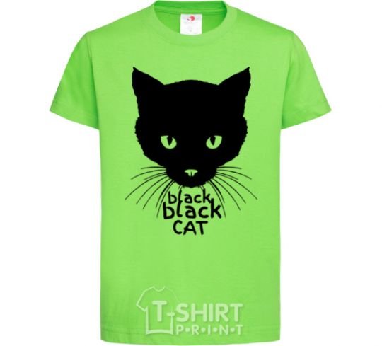 Kids T-shirt Black black cat orchid-green фото