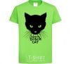 Kids T-shirt Black black cat orchid-green фото