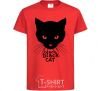 Kids T-shirt Black black cat red фото