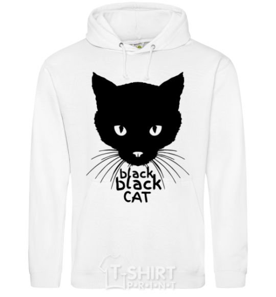 Мужская толстовка (худи) Black black cat Белый фото