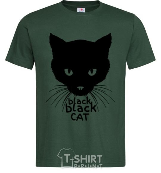 Мужская футболка Black black cat Темно-зеленый фото