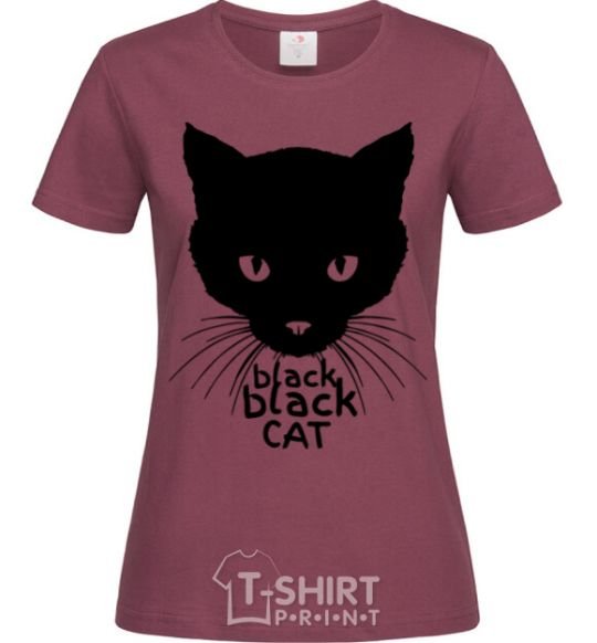 Женская футболка Black black cat Бордовый фото