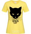 Женская футболка Black black cat Лимонный фото