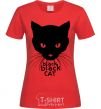 Женская футболка Black black cat Красный фото