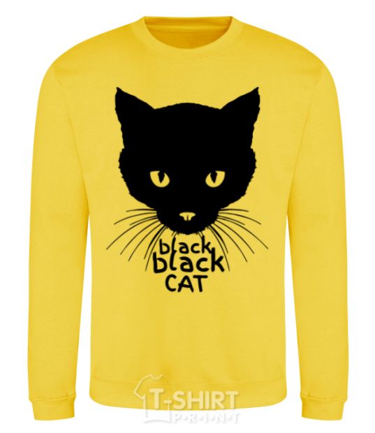 Sweatshirt Black black cat yellow фото