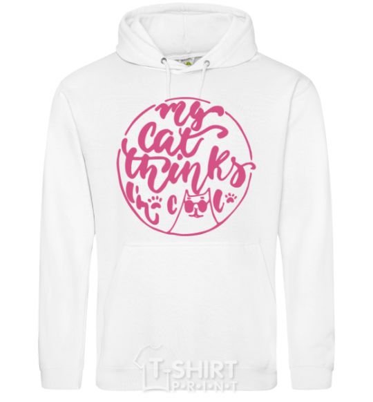 Men`s hoodie My cat thinks i'm cool White фото