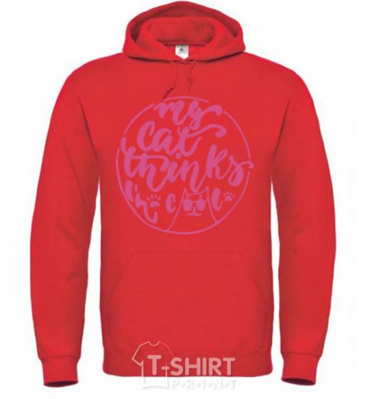 Men`s hoodie My cat thinks i'm cool bright-red фото