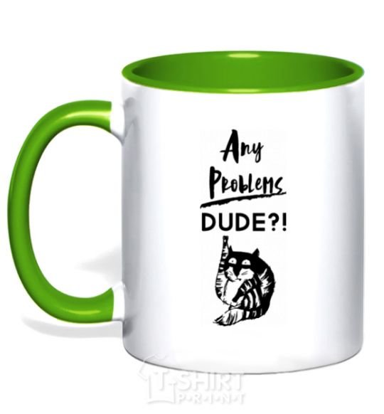 Mug with a colored handle Any problems dude kelly-green фото