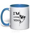 Mug with a colored handle I'm watching you royal-blue фото