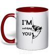 Mug with a colored handle I'm watching you red фото