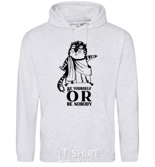 Men`s hoodie Be yourself or be nobody sport-grey фото