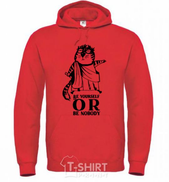 Men`s hoodie Be yourself or be nobody bright-red фото