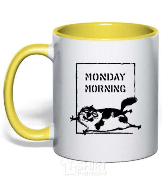 Чашка с цветной ручкой Monday morning Солнечно желтый фото