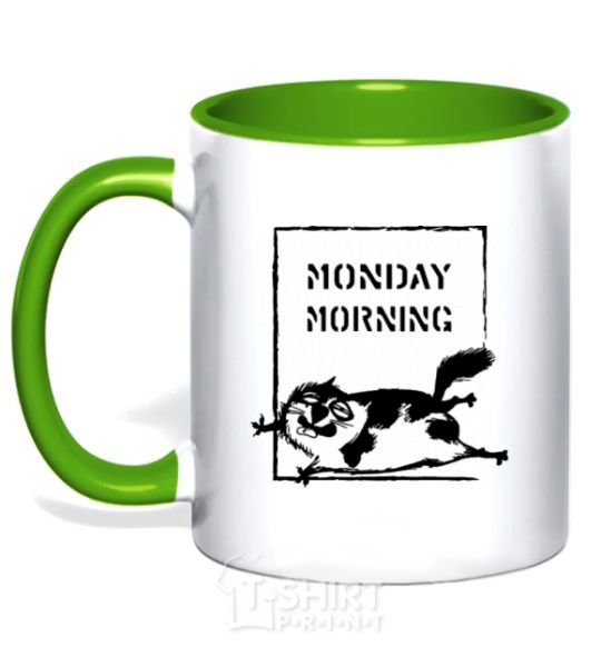 Чашка с цветной ручкой Monday morning Зеленый фото