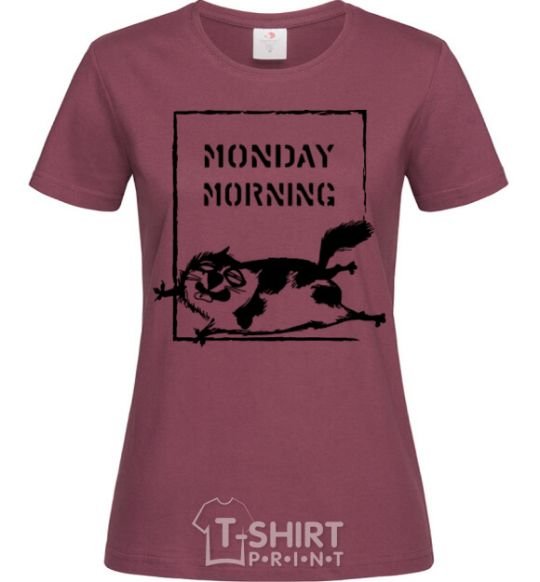 Women's T-shirt Monday morning burgundy фото