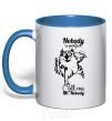 Mug with a colored handle Nobody is perfect call me mr nobody royal-blue фото