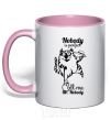 Mug with a colored handle Nobody is perfect call me mr nobody light-pink фото