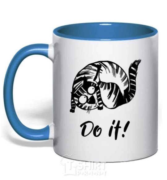 Mug with a colored handle Do it royal-blue фото