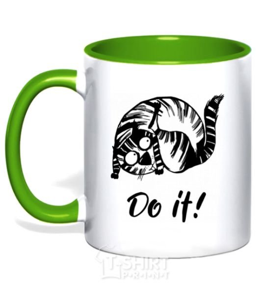 Mug with a colored handle Do it kelly-green фото