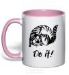 Mug with a colored handle Do it light-pink фото