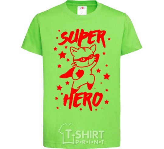 Kids T-shirt Super hero cat orchid-green фото