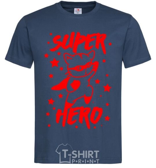 Men's T-Shirt Super hero cat navy-blue фото