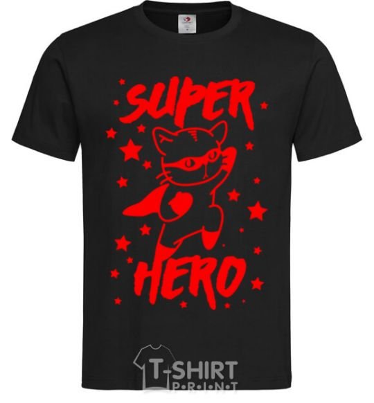 Men's T-Shirt Super hero cat black фото