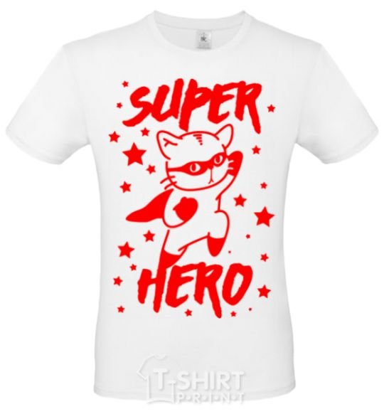 Men's T-Shirt Super hero cat White фото