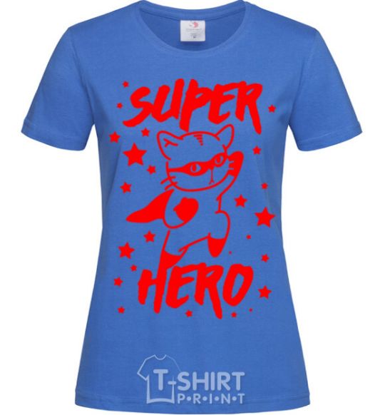 Women's T-shirt Super hero cat royal-blue фото