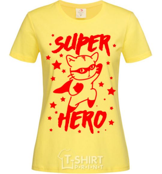 Women's T-shirt Super hero cat cornsilk фото