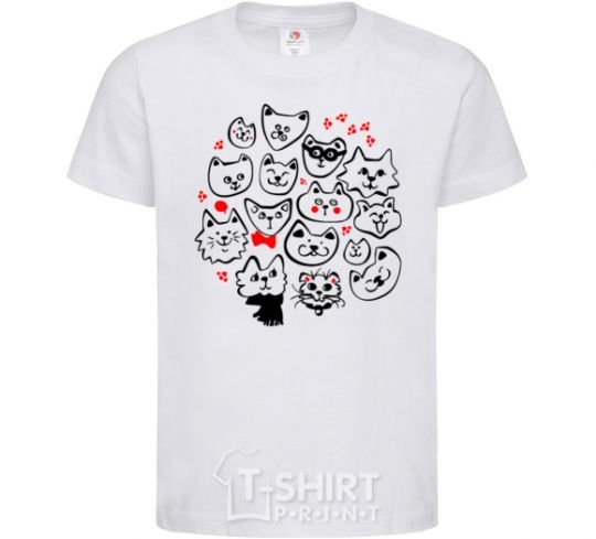 Kids T-shirt Cat's faces White фото