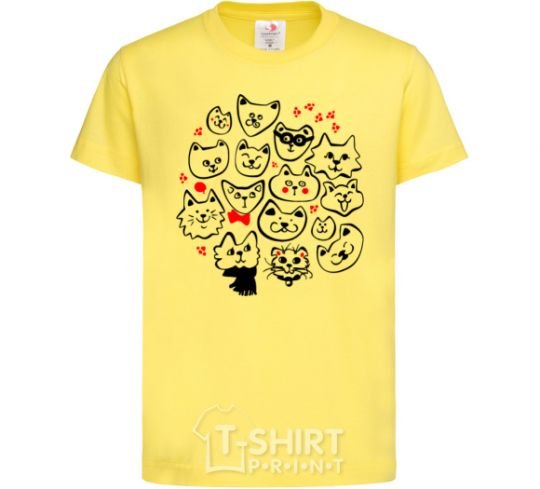 Kids T-shirt Cat's faces cornsilk фото