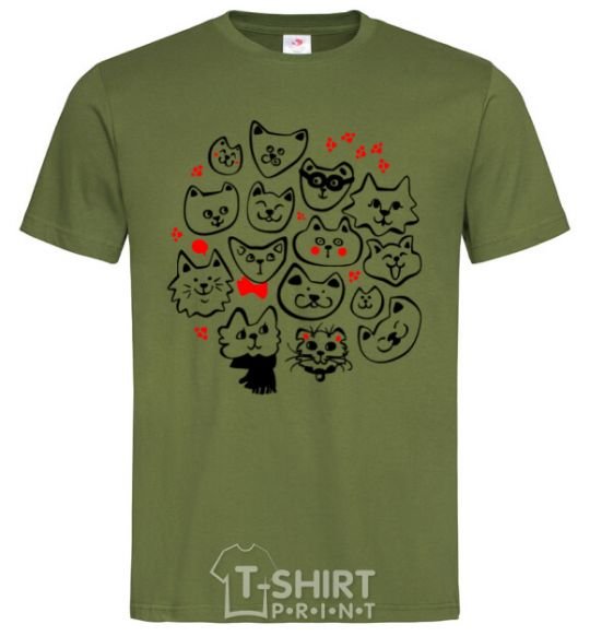 Men's T-Shirt Cat's faces millennial-khaki фото