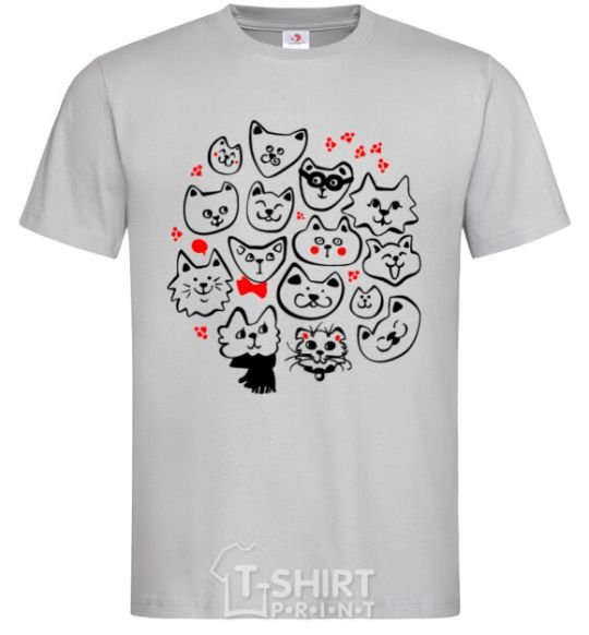 Men's T-Shirt Cat's faces grey фото