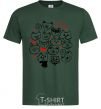 Men's T-Shirt Cat's faces bottle-green фото