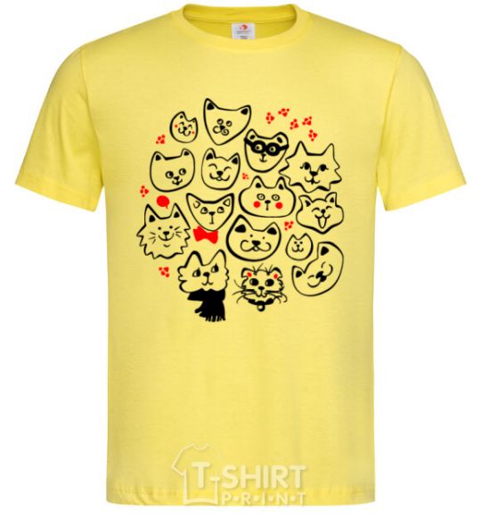 Men's T-Shirt Cat's faces cornsilk фото