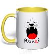 Mug with a colored handle Roarr yellow фото