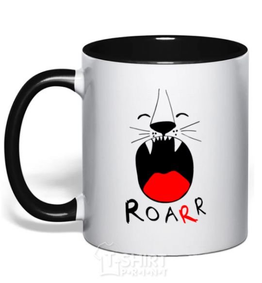 Mug with a colored handle Roarr black фото