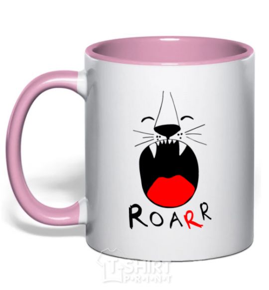 Mug with a colored handle Roarr light-pink фото