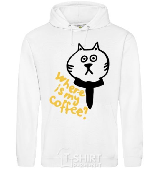 Men`s hoodie Where is my coffee White фото