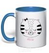 Mug with a colored handle Sweet meow royal-blue фото